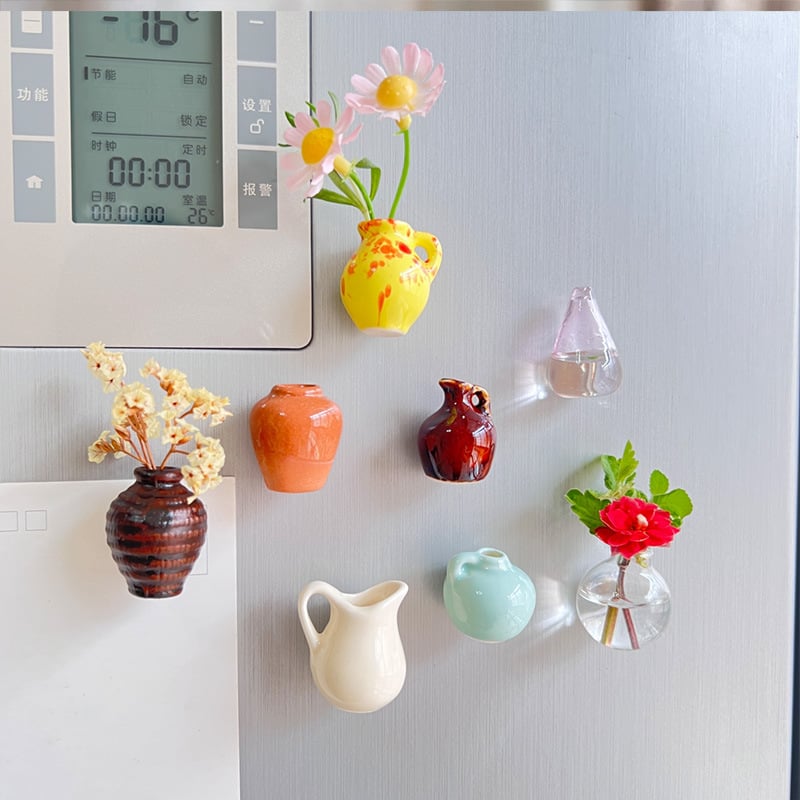 Mini Flower Vase Fridge Magnets