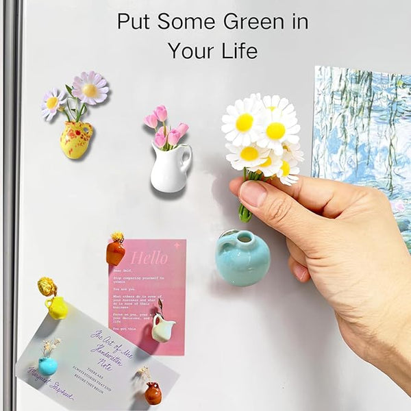 Mini Flower Vase Fridge Magnets