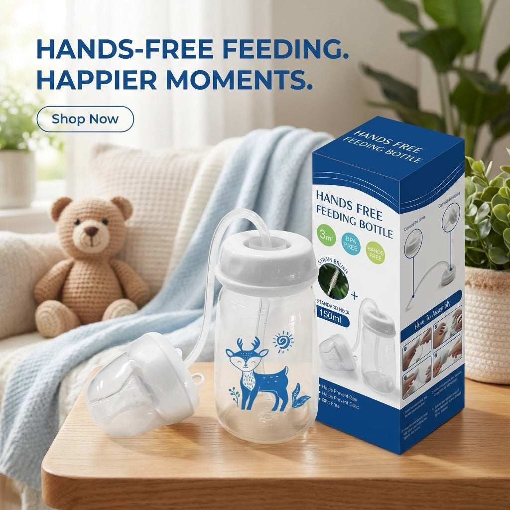 Hands-Free Baby Feeding Bottle