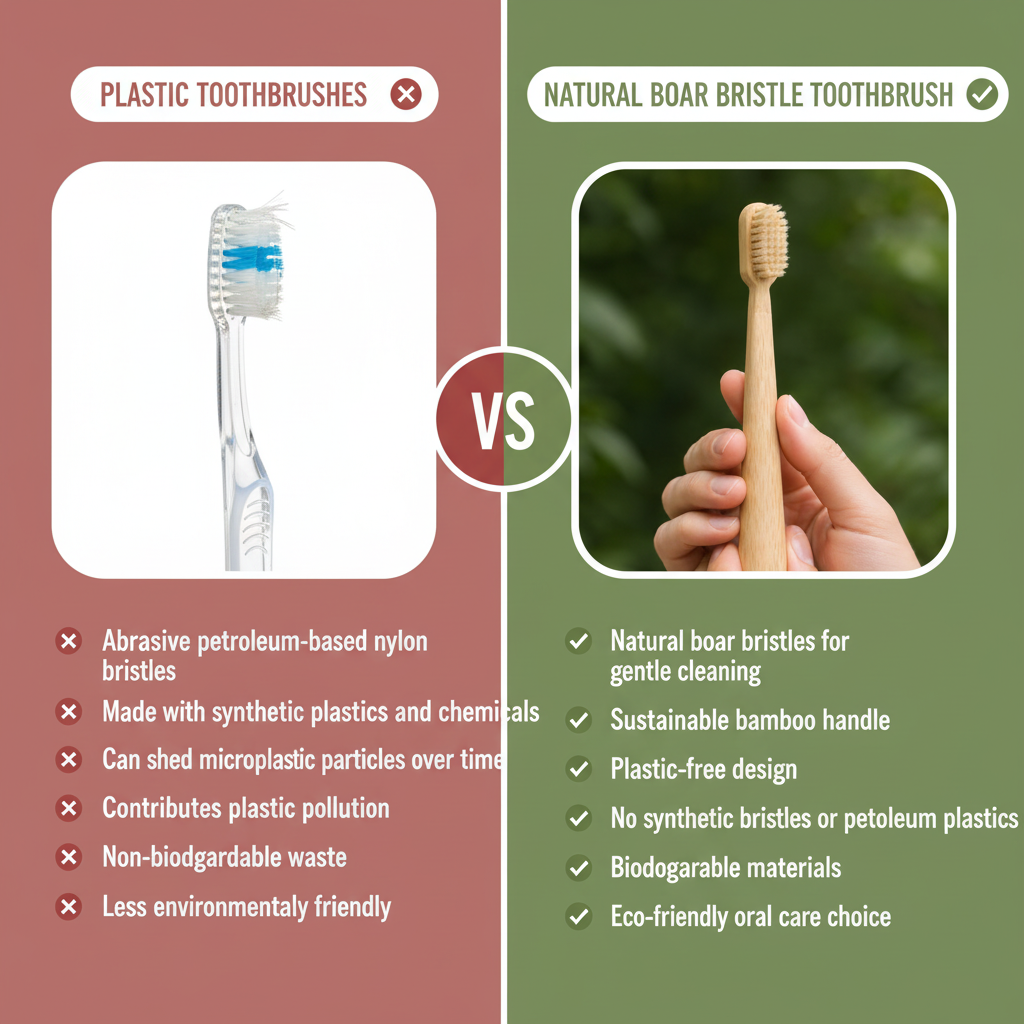PureBristle Natural Boar Bristle Toothbrush (Pack of 2)