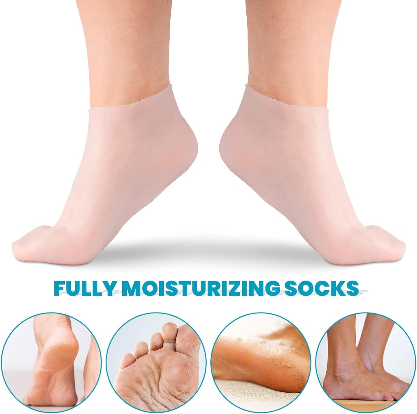 Silicone Moisturising Socks (2 PAIR OF SOCKS)